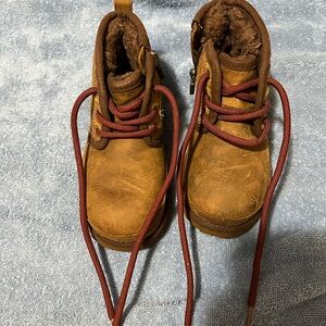 UGG Tan Kids Boots with Red Laces